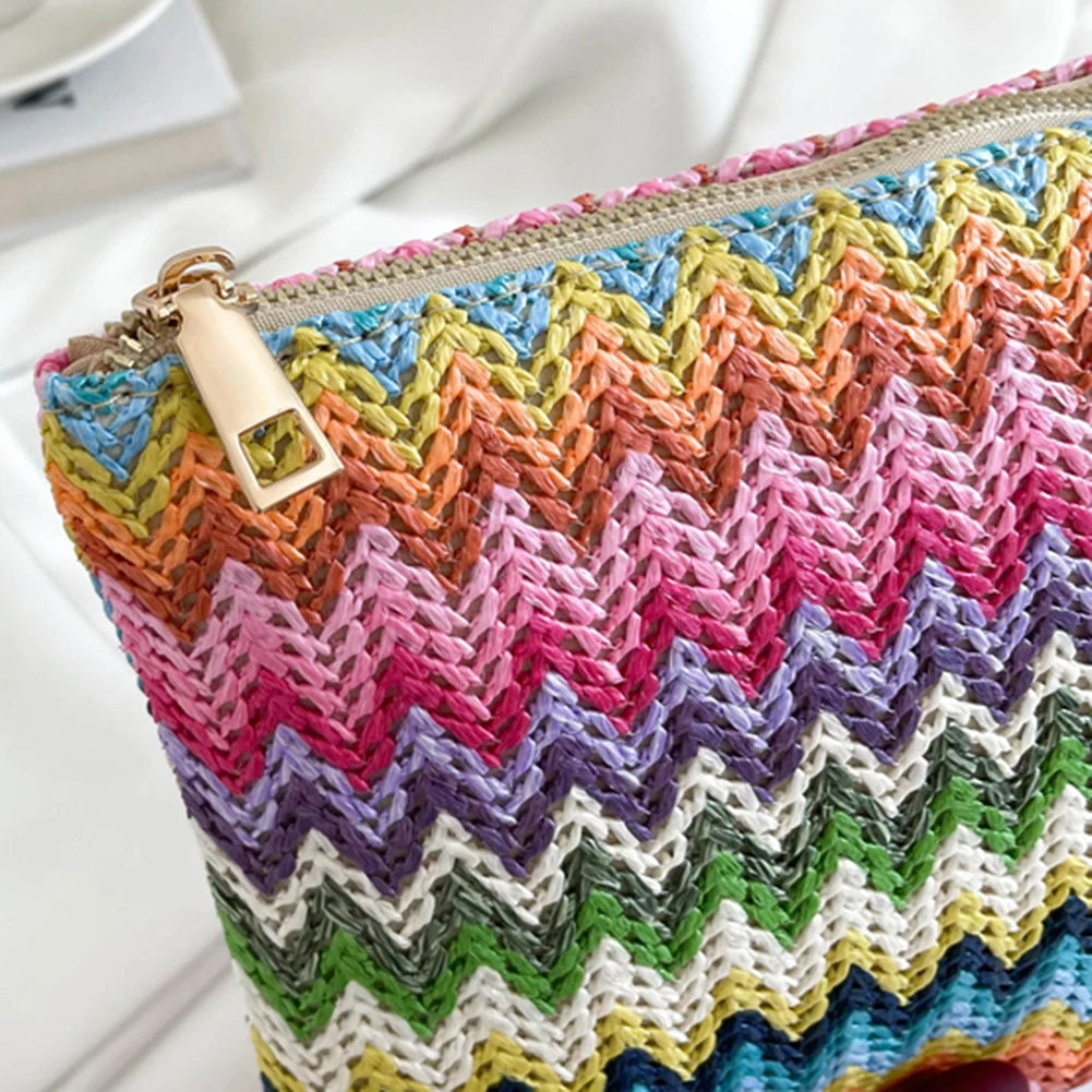 Handmade Vintage Woven Clutch Bag - Colorful Casual Beach Purse for Vacation - ZOOMNSTORE