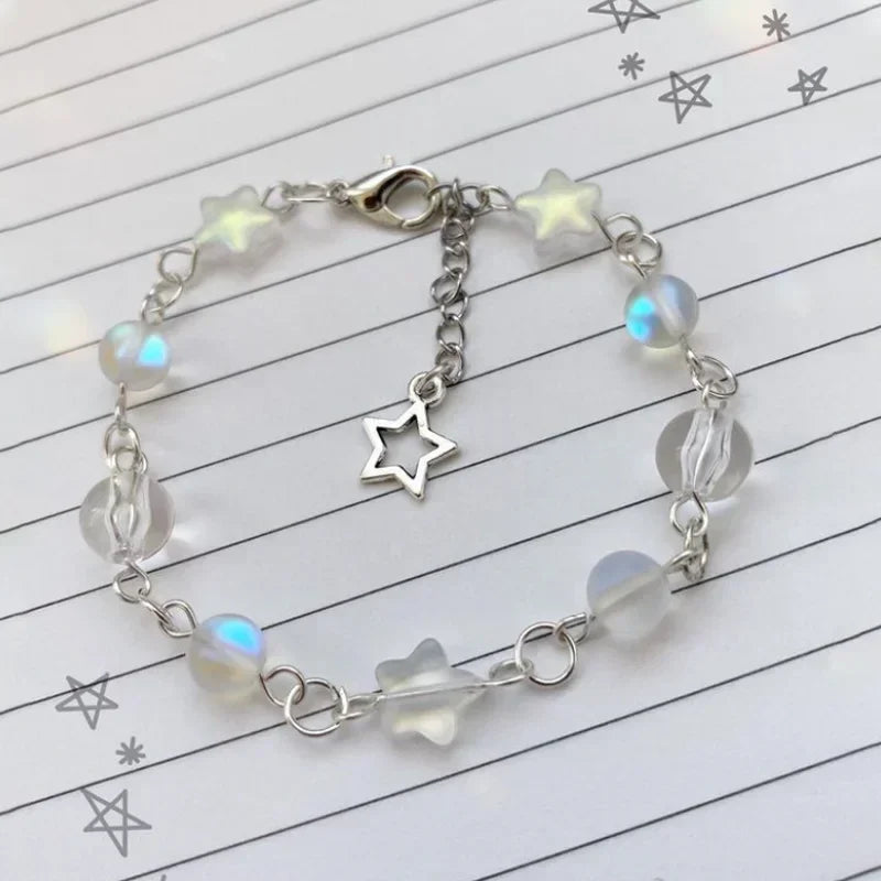 Handmade Y2K Gothic Beaded Dice Bracelet - No 8 Ball Star Design - ZOOMNSTORE
