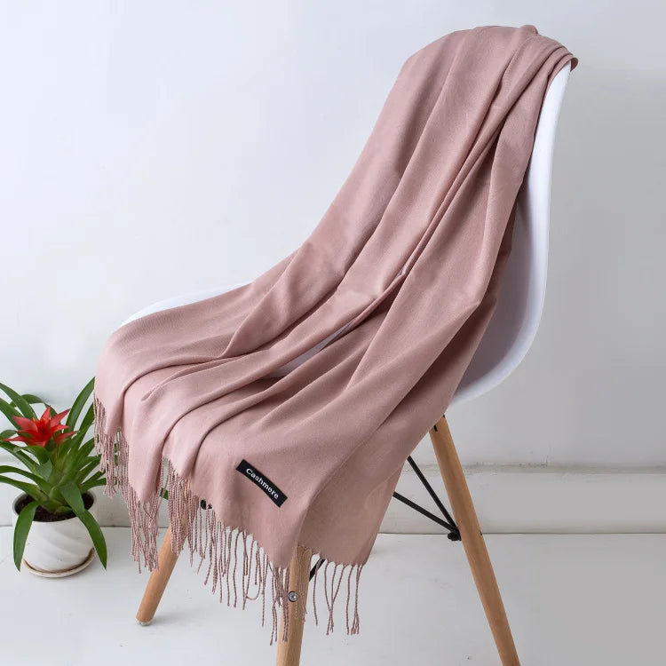 Cashmere Scarf for Women - Warm Autumn Winter Shawl with Tassels