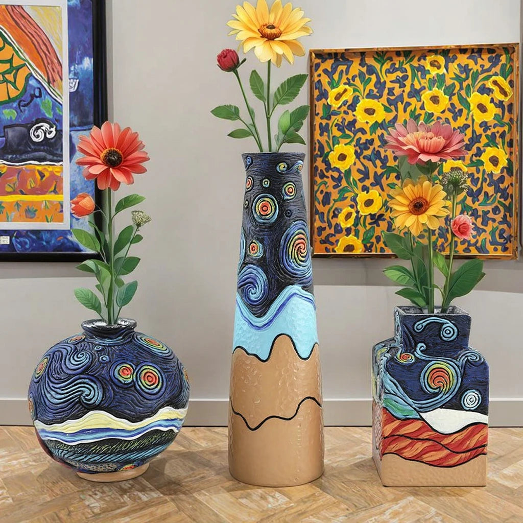 Van Gogh Starry Night Vase Set - Artistic Tabletop Decor for Home Elegance - ZOOMNSTORE