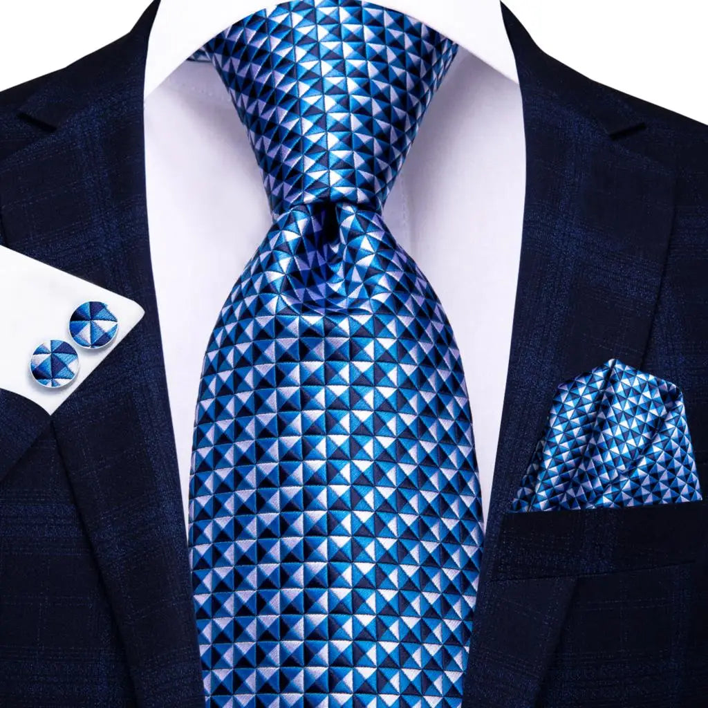Blue Silk Mens Tie - Formal 100 Silk NeckTie for Weddings and Business