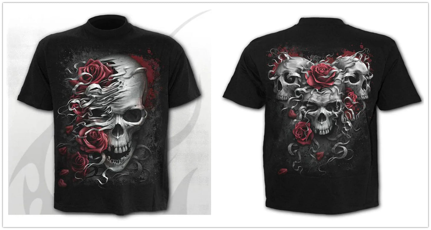 Mens 3D Skull T-Shirt - Punk Summer Streetwear Top O-neck Sizes XXS-5XL - ZOOMNSTORE