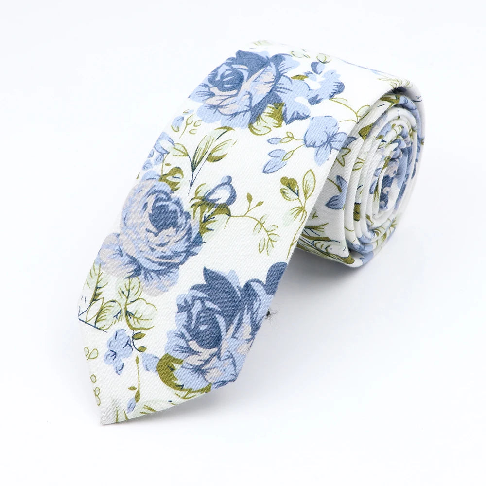 Floral Cotton Tie - Elegant Paisley Necktie for Men Women