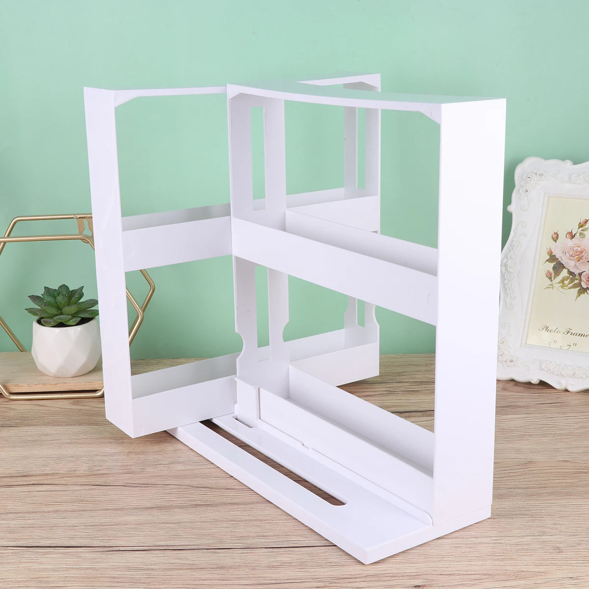 2-Layer Rotating Spice Rack - Kitchen Bottle Organizer and Storage Shelf