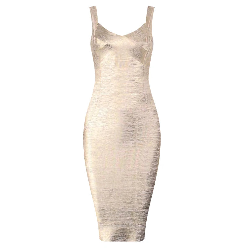 Bandage Dress - Women's Sleeveless Bodycon Rayon Sheath Dress With Zipper Closure
