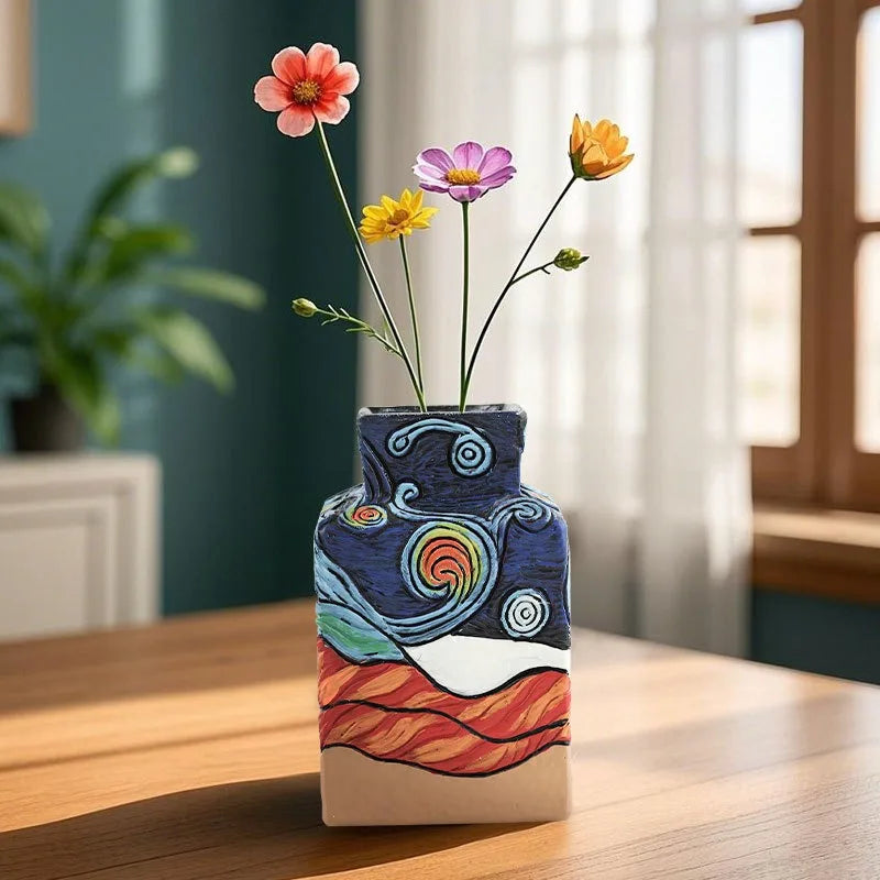 Van Gogh Starry Night Vase Set - Artistic Tabletop Decor for Home Elegance - ZOOMNSTORE