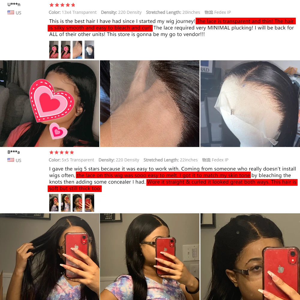 Hd Lace Frontal Wig 13x6 Lace Front Wig Human Hair Wigs - Bone Straight, Pre Plucked Hairline