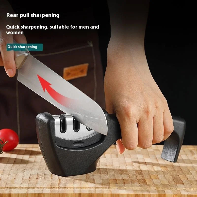 Three-Stage Ceramic Diamond Knife Sharpener - Handheld Kitchen Tool - ZOOMNSTORE