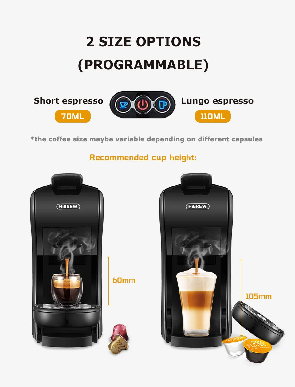 HiBREW 4-in-1 Coffee Machine - 19 Bar Espresso Pod Maker for Hot Cold Drinks - ZOOMNSTORE