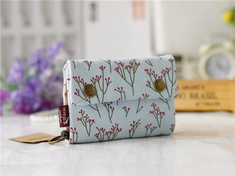 Handmade Three-Fold Fabric Wallet - Multi-Function Zipper Purse for Teens and Adults