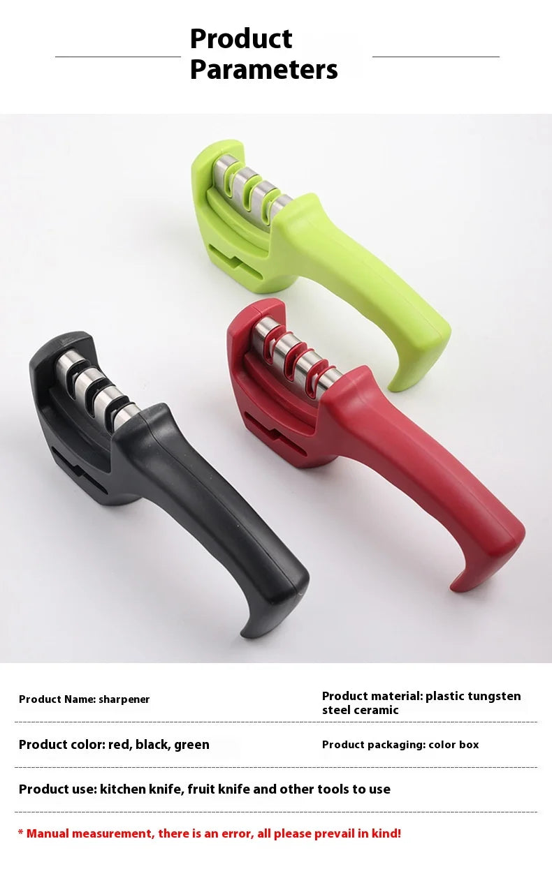 Three-Stage Ceramic Diamond Knife Sharpener - Handheld Kitchen Tool - ZOOMNSTORE