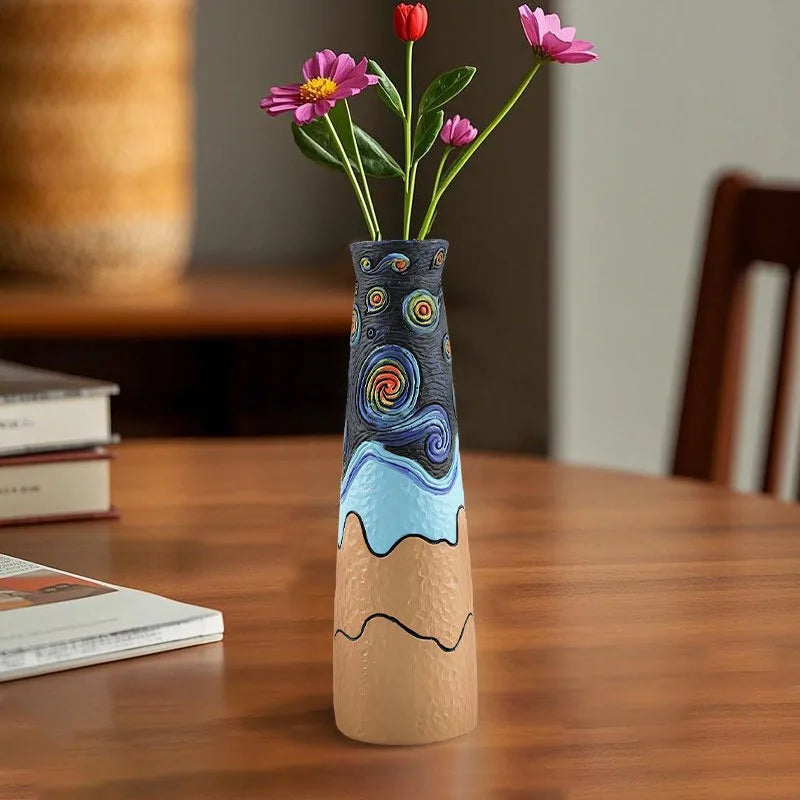 Van Gogh Starry Night Vase Set - Artistic Tabletop Decor for Home Elegance - ZOOMNSTORE