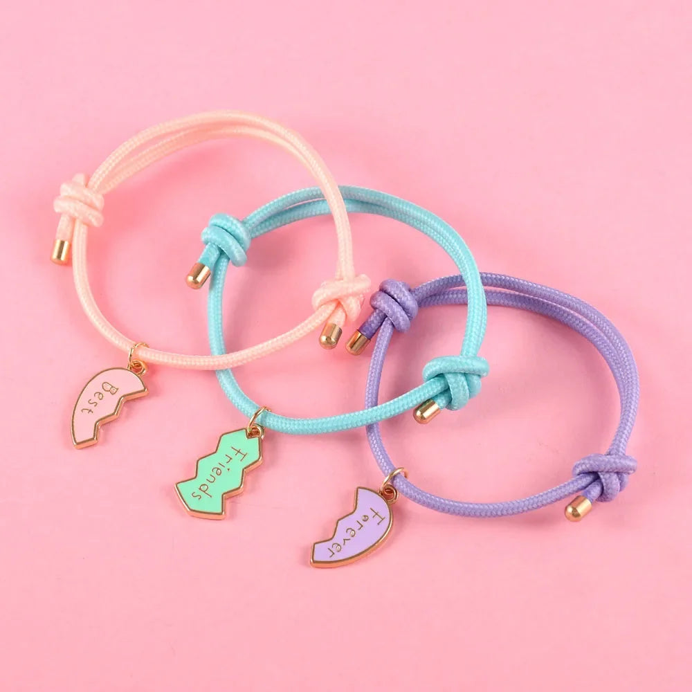 Heart-Shaped BFF Bracelets - Friendship Jewelry Gifts for Kids 3 Pcs - ZOOMNSTORE
