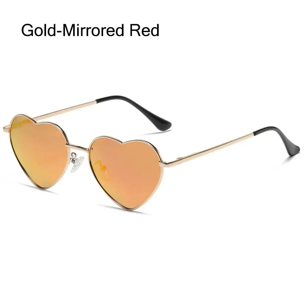 Heart-Shaped Sunglasses - Vintage 90s UV400 Metal Frame Shades - ZOOMNSTORE