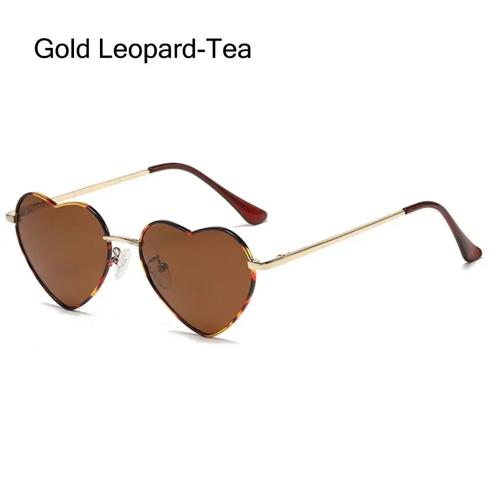 Heart-Shaped Sunglasses - Vintage 90s UV400 Metal Frame Shades - ZOOMNSTORE