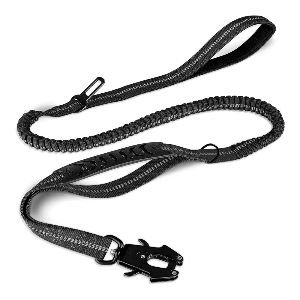 Heavy Duty Reflective Bungee Dog Leash with Car Seatbelt for Large Dogs - ZOOMNSTORE