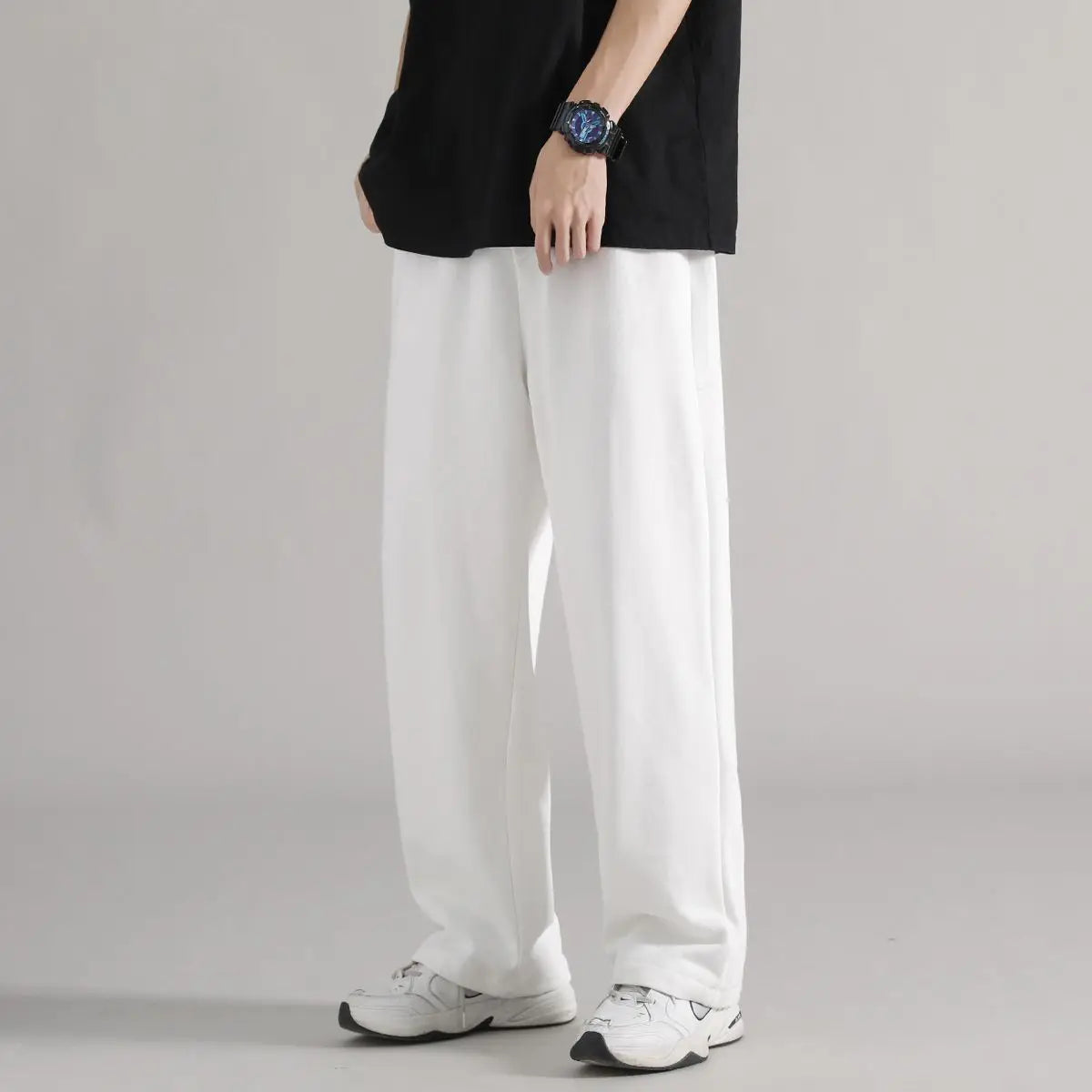 Heavyweight Sports Sweatpants - Men's Wide Leg Cotton Knit Casual Pants - ZOOMNSTORE
