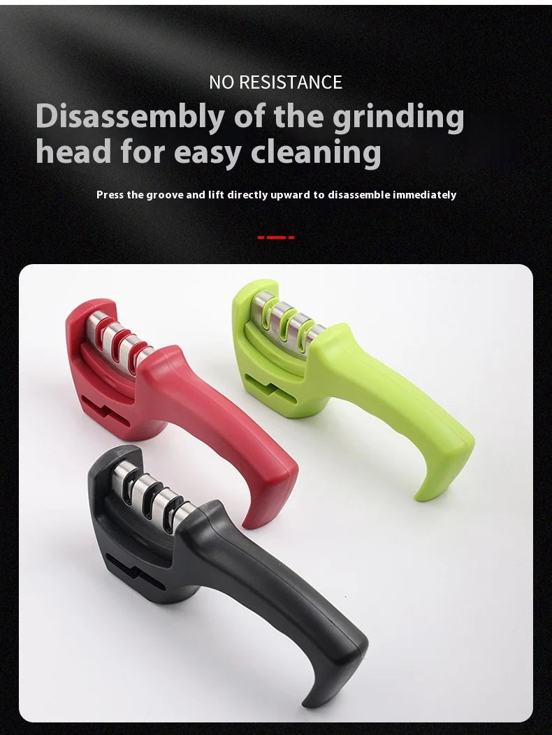 Three-Stage Ceramic Diamond Knife Sharpener - Handheld Kitchen Tool - ZOOMNSTORE