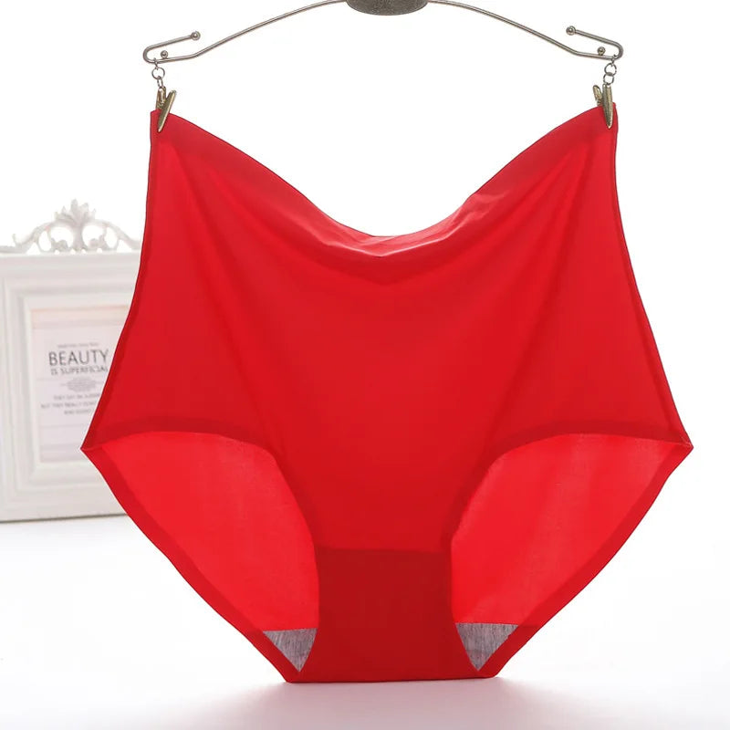 Women's underwear ice silk High waist Seamless Panties soft Lingerie Slimming Abdomen In Hip Lift plus size Breathable Briefs
