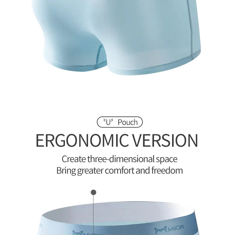 Mens Antibacterial Ice Silk Boxer Shorts - 3 Pack 5XL Underwear
