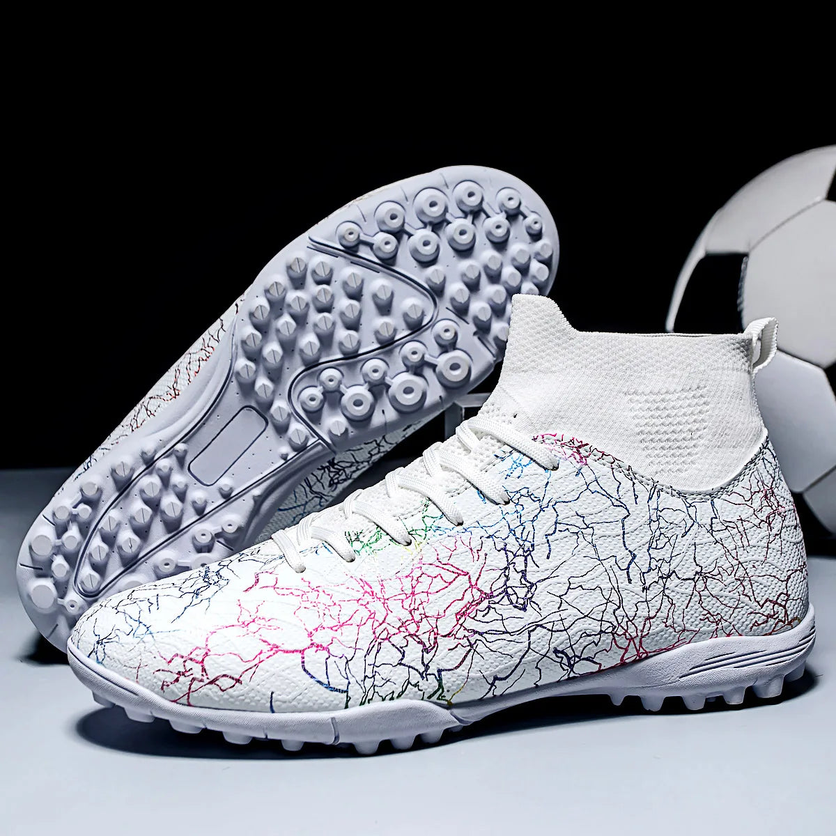 High-Top Soccer Shoes – Men's Turf Football Cleats with Breathable Polyester Upper - ZOOMNSTORE