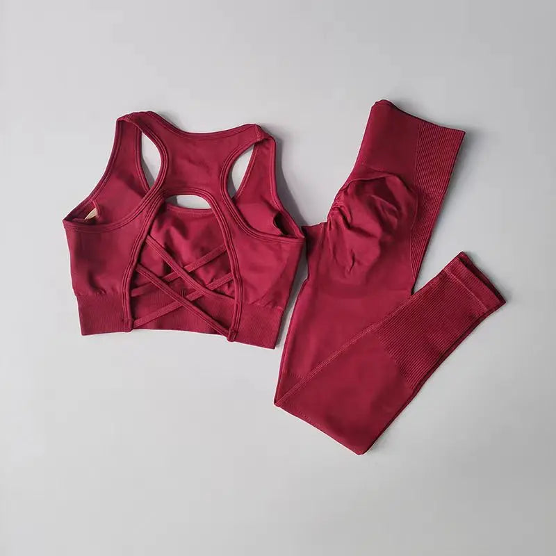 High Waist Leggings Set - Womens Yoga Tracksuit with Sports Bra - ZOOMNSTORE