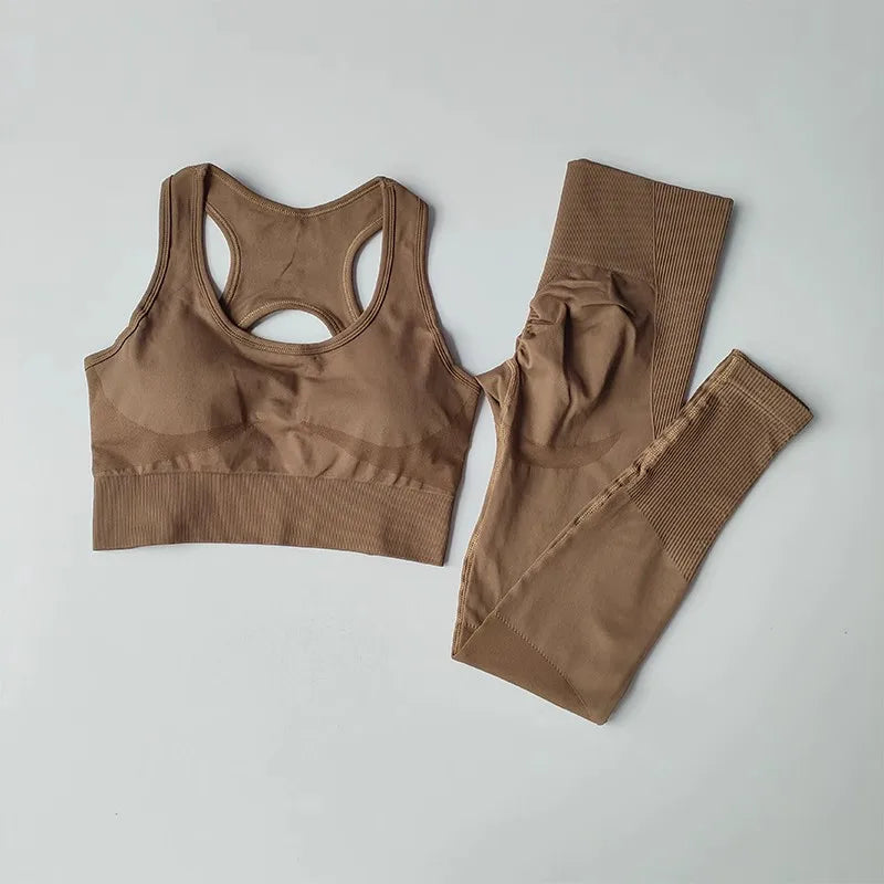 High Waist Leggings Set - Womens Yoga Tracksuit with Sports Bra - ZOOMNSTORE