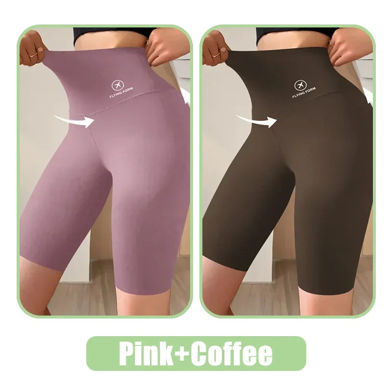 High Waist Womens Sports Shorts - Seamless Fitness Biker Shorts with Scrunch Butt Design - ZOOMNSTORE