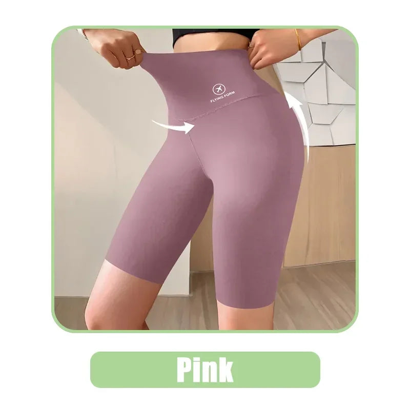 High Waist Womens Sports Shorts - Seamless Fitness Biker Shorts with Scrunch Butt Design - ZOOMNSTORE