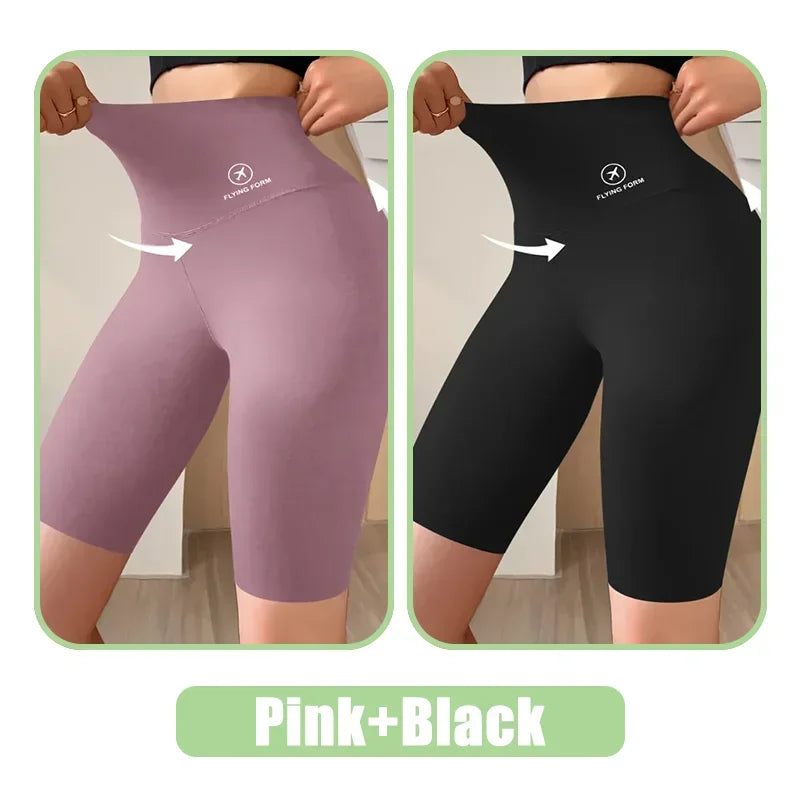 High Waist Womens Sports Shorts - Seamless Fitness Biker Shorts with Scrunch Butt Design - ZOOMNSTORE