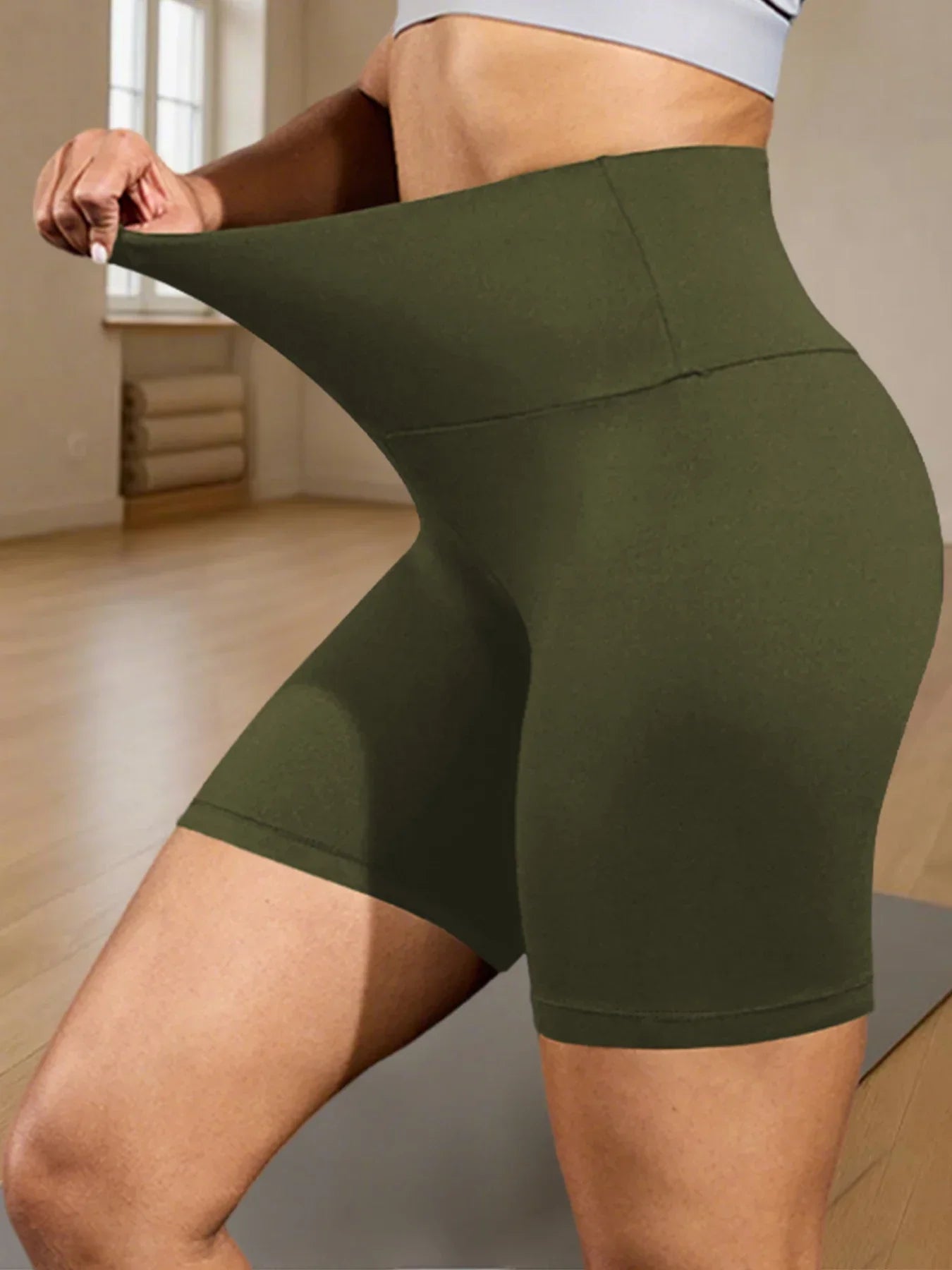 High Waisted Biker Shorts - Soft Tummy Control Workout Yoga Fitness - ZOOMNSTORE