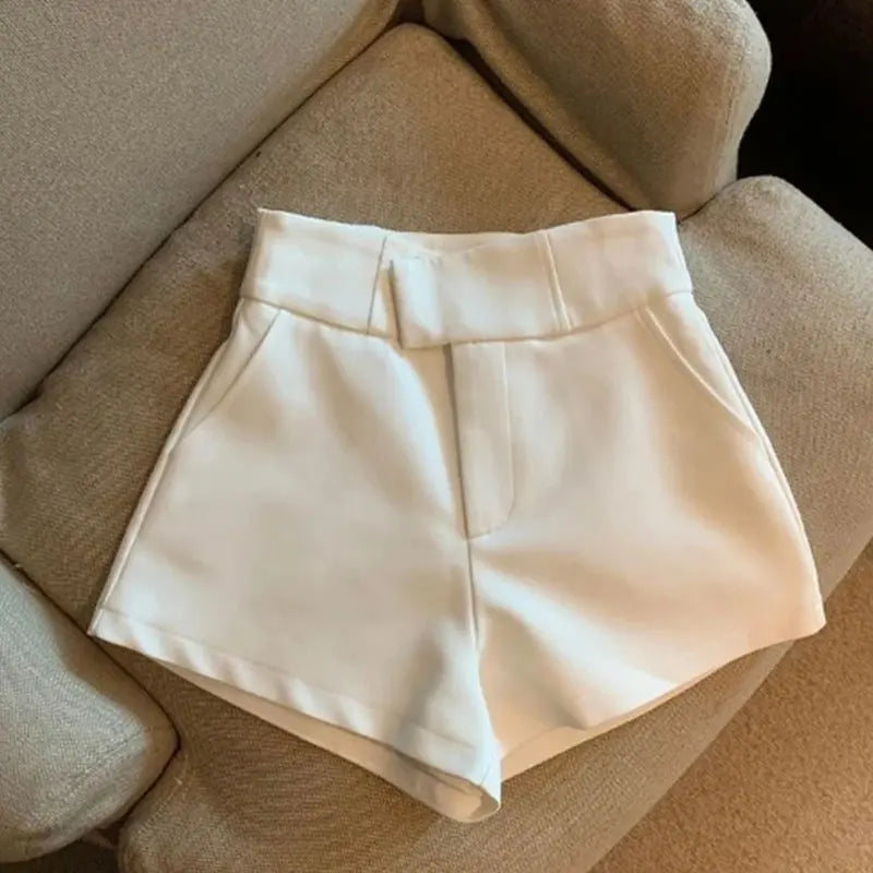 High Waisted Shorts – Women's Black Casual Summer A Line Slim Pants - ZOOMNSTORE