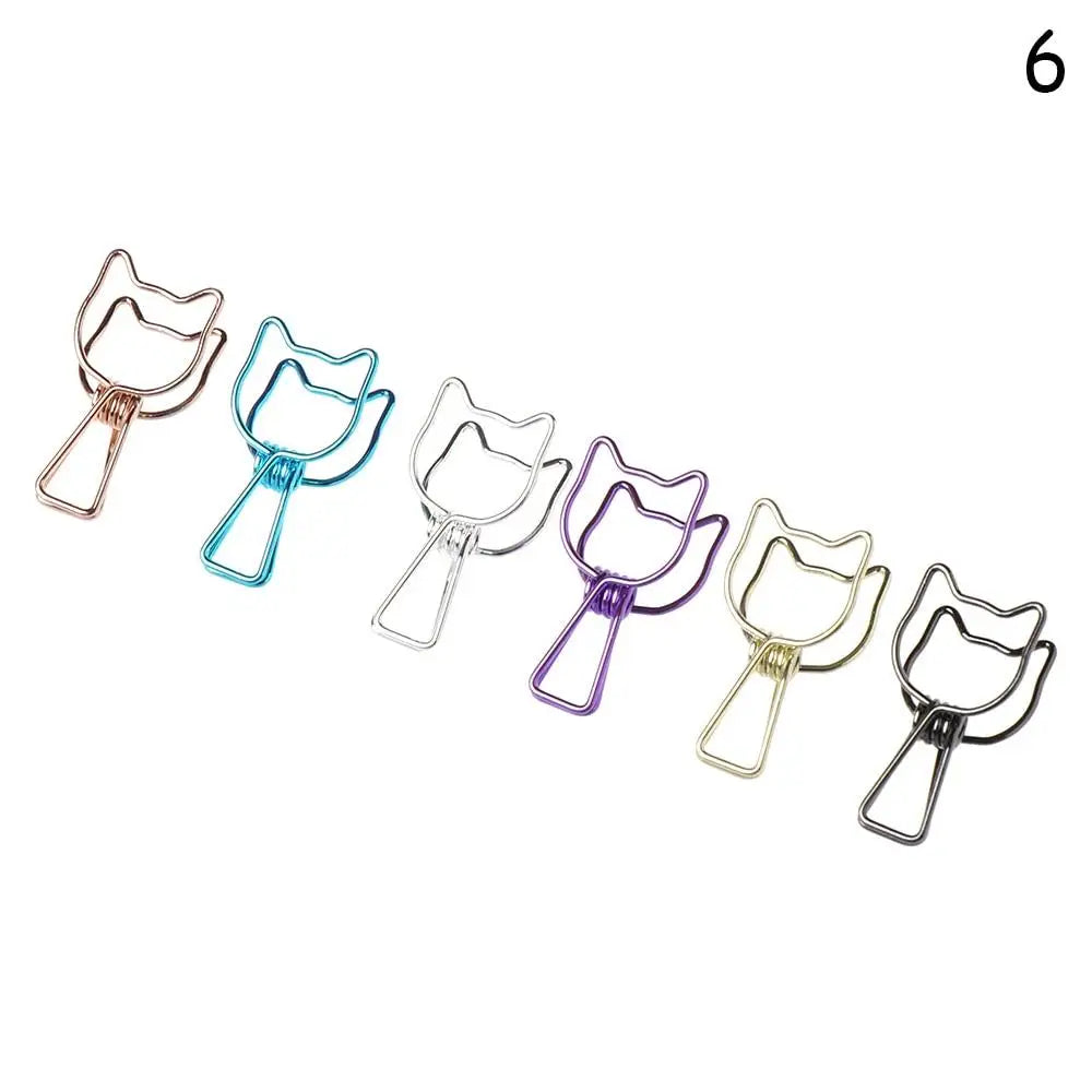 6PCs/Set Hollowed Out Design Metal Binder Clip Long Tail Office Hand Book Folder Paper Organizer Stationery Fish - ZOOMNSTORE