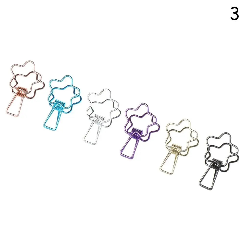 6PCs/Set Hollowed Out Design Metal Binder Clip Long Tail Office Hand Book Folder Paper Organizer Stationery Fish - ZOOMNSTORE