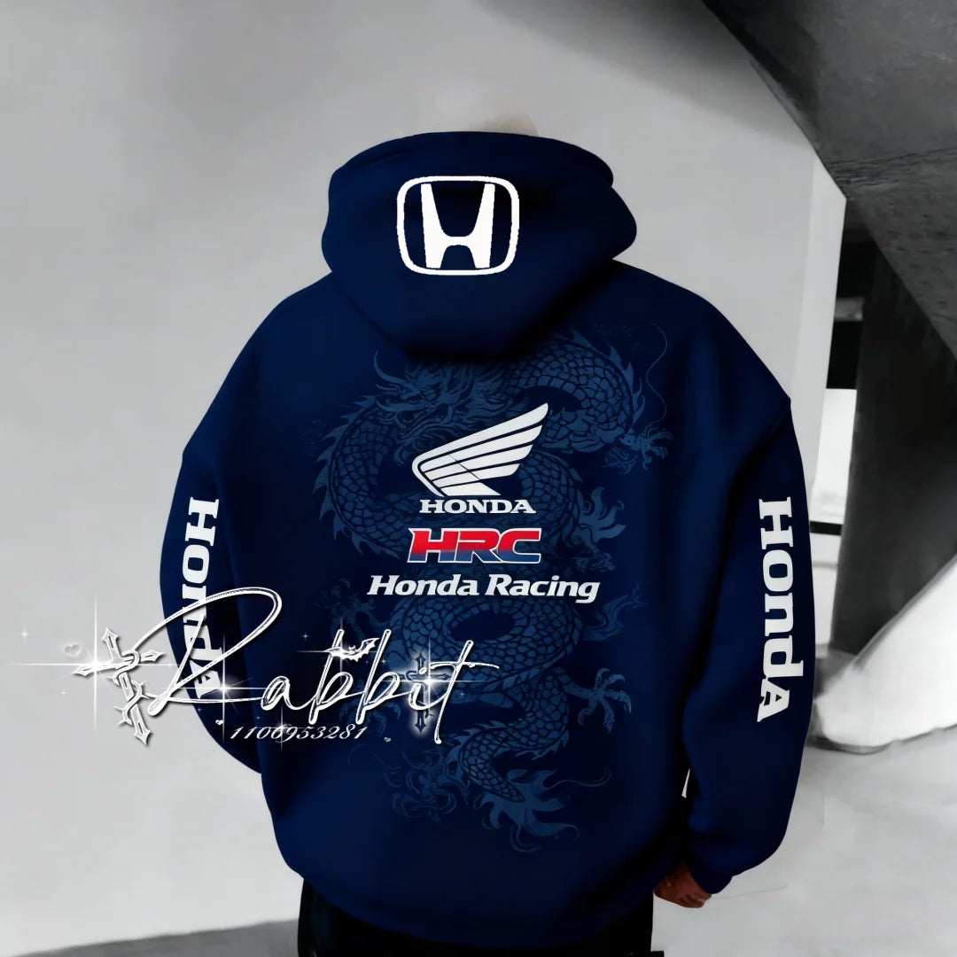 Honda Racing Hoodie - Men's Retro Dragon Motorcycle Hoodie | Polyester, 3D Print - ZOOMNSTORE