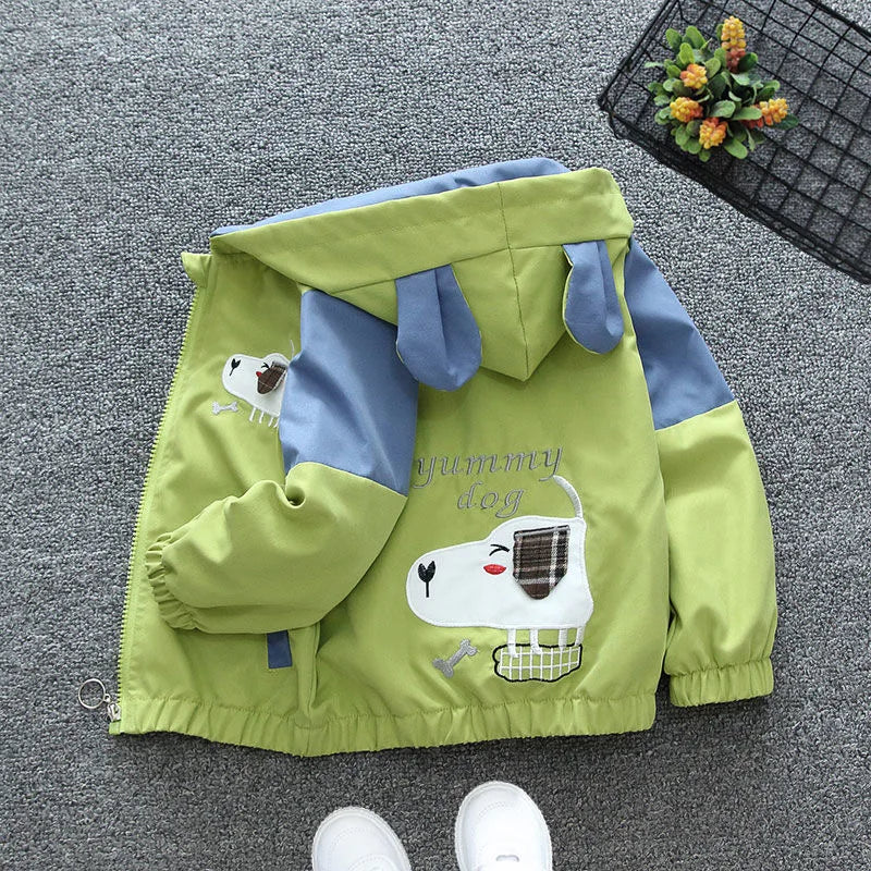Hooded Rabbit Girls Windbreaker Jacket - Spring Autumn Baby Coat Birthday Gift for Ages 1-6 - ZOOMNSTORE
