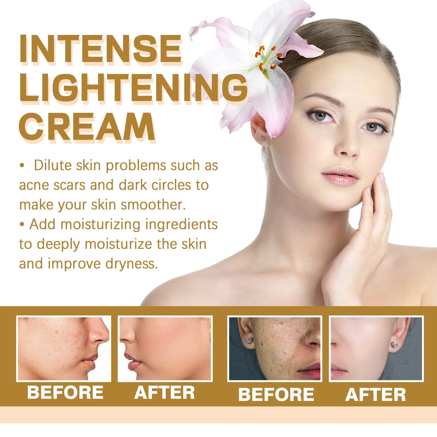 Hoygi Intense Lightening Cream - Hydrating Firming Radiance for Face Body Sensitive Areas - ZOOMNSTORE