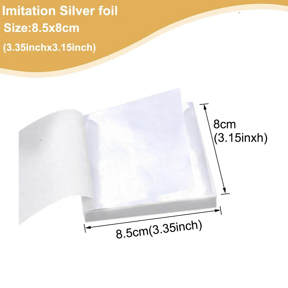 Imitation Gold Silver Foil Paper - 100pcs DIY Craft Sheets for Resin Candle Plaster Nail Art Home Decoration - ZOOMNSTORE