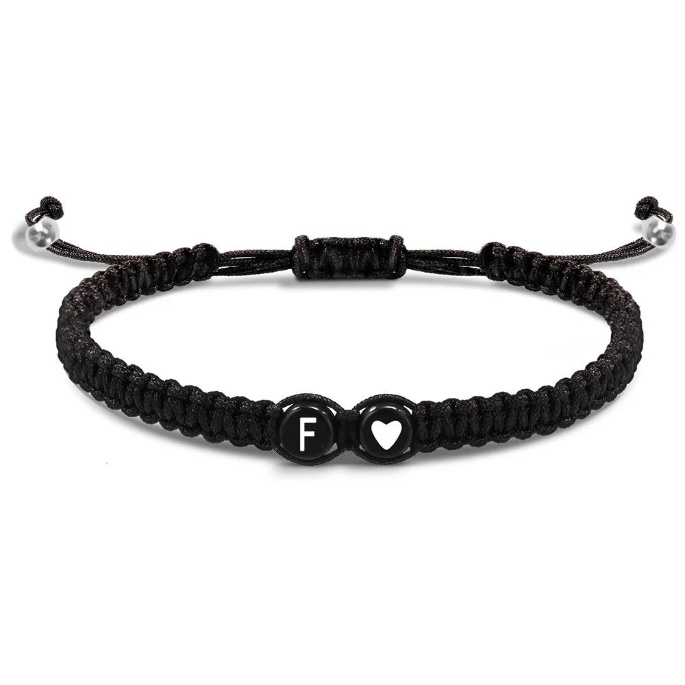 Initial Heart Bracelets - Handmade Adjustable A-Z Friendship Jewelry for Women Men - ZOOMNSTORE
