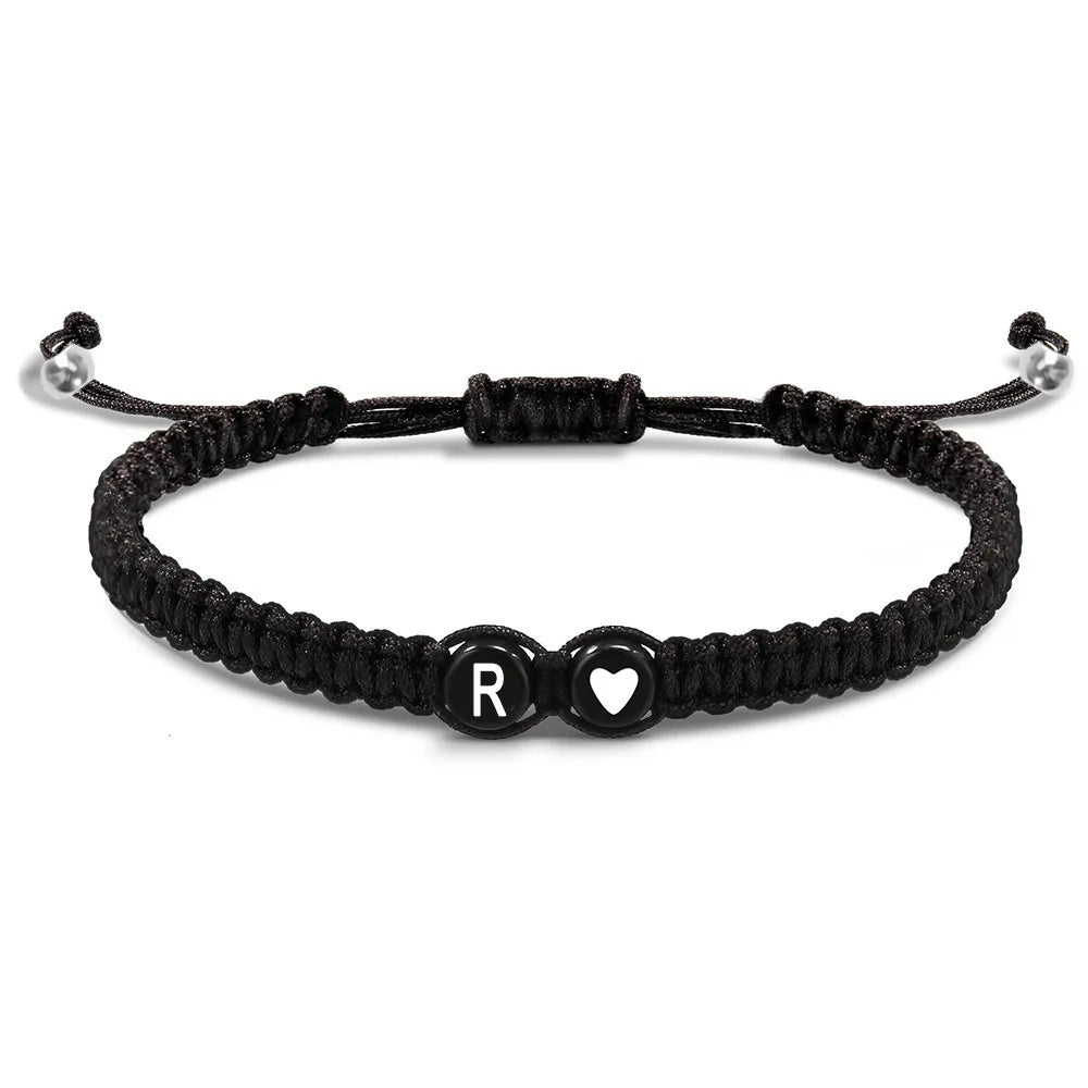 Initial Heart Bracelets - Handmade Adjustable A-Z Friendship Jewelry for Women Men - ZOOMNSTORE