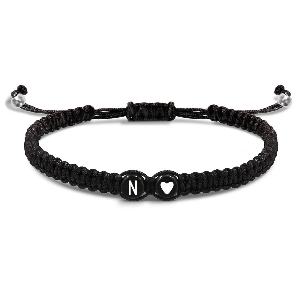 Initial Heart Bracelets - Handmade Adjustable A-Z Friendship Jewelry for Women Men - ZOOMNSTORE