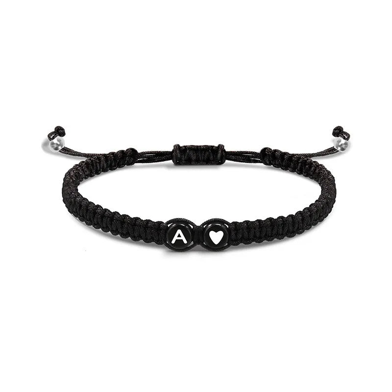 Initial Heart Bracelets - Handmade Adjustable A-Z Friendship Jewelry for Women Men - ZOOMNSTORE