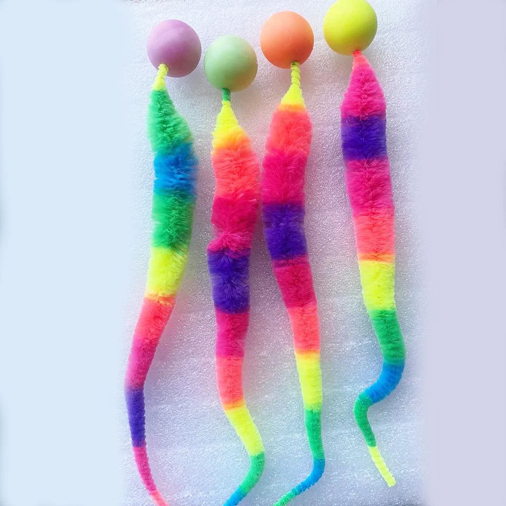 Interactive Cat Toy - Colorful Bouncing Ball & Elastic Caterpillar Puzzle for Indoor Cats - ZOOMNSTORE