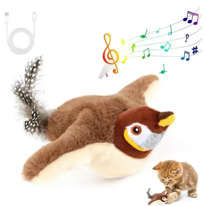 Interactive Cat Toy - Rechargeable Flapping Bird with Catnip - ZOOMNSTORE