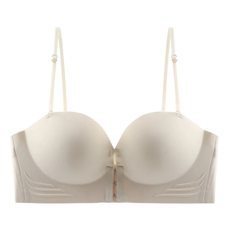 Invisible Push Up Bra - Front Closure Strapless Seamless Bralette for Women - ZOOMNSTORE