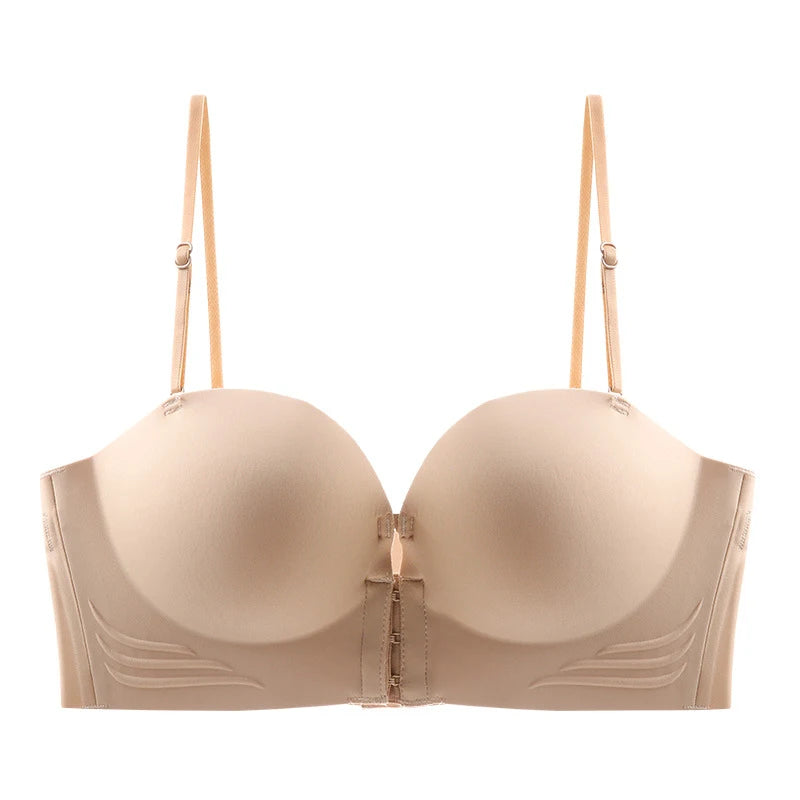 Invisible Push Up Bra - Front Closure Strapless Seamless Bralette for Women - ZOOMNSTORE