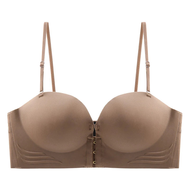 Invisible Push Up Bra - Front Closure Strapless Seamless Bralette for Women - ZOOMNSTORE