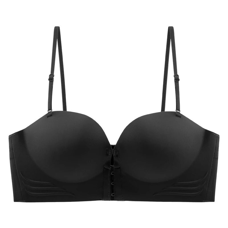 Invisible Push Up Bra - Front Closure Strapless Seamless Bralette for Women - ZOOMNSTORE