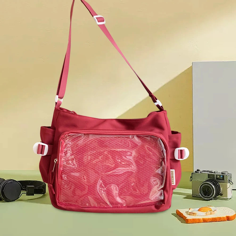Japanese Ita Bag - Womens Clear Window Shoulder Purse with Multi-Pockets and Adjustable Strap - ZOOMNSTORE