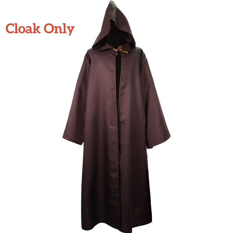 Obi Wan Kenobi Men's Costume Robe Adult Male Jedi Knight Tunic Costume Hooded Uniform Full Set Halloween Cosplay Cloak - ZOOMNSTORE